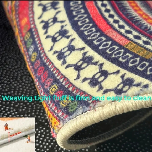 1 DAY SALE! Small Area/Accent Rug/Mat Bohemian/Skulls/Tribal/Ethnic Multicolored - Picture 4 of 6